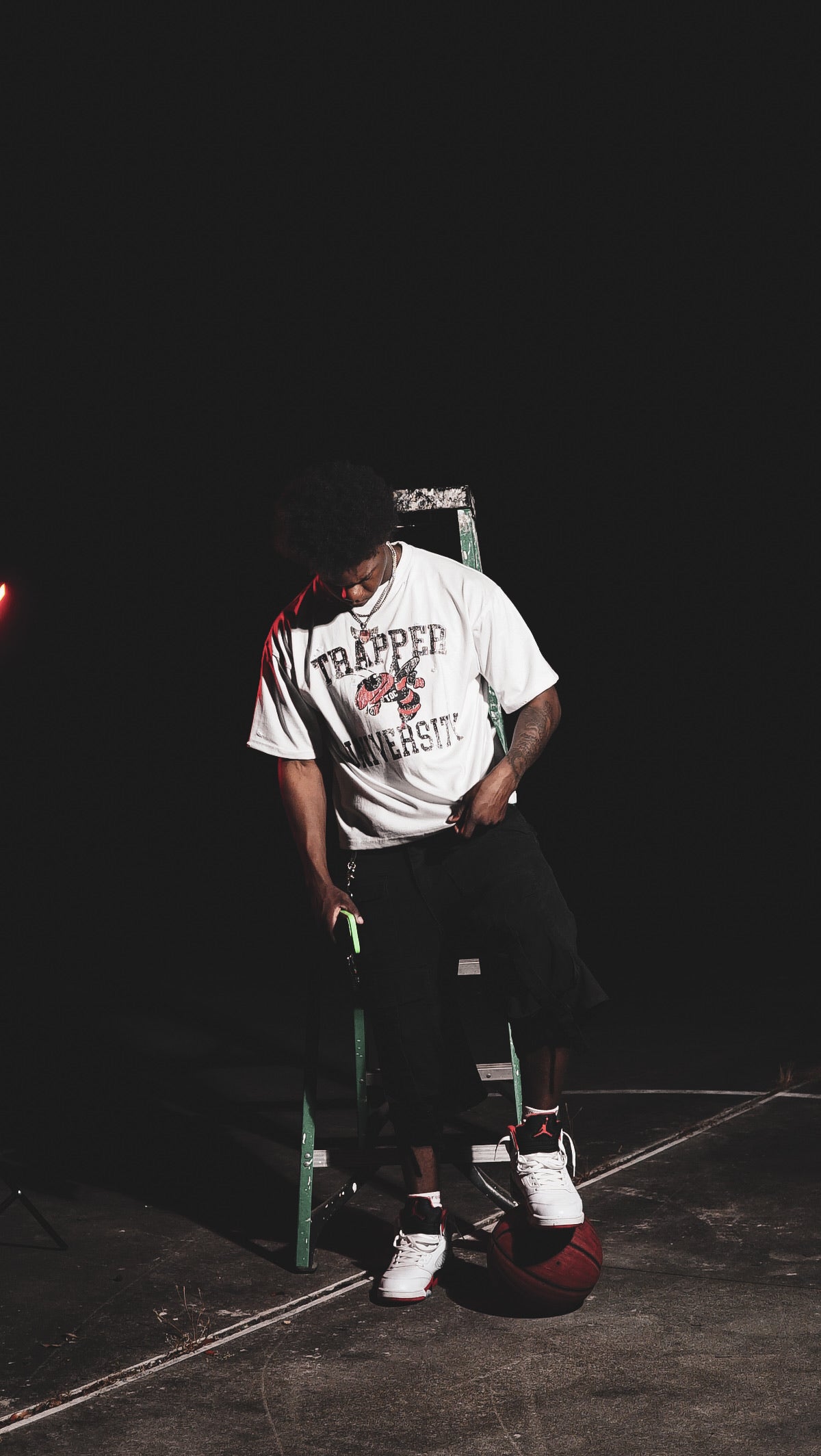 White TU Distressed Tee