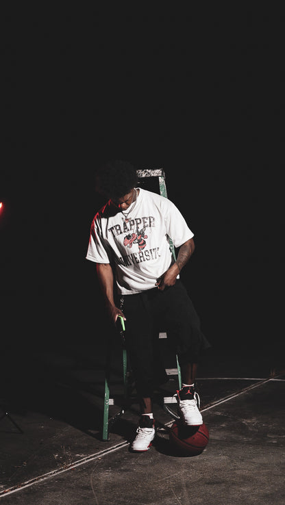 White TU Distressed Tee