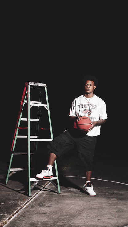White TU Distressed Tee